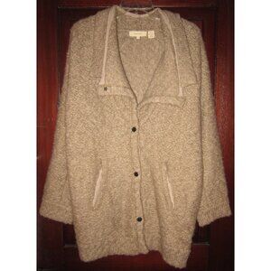 Inhabit Size 1 Cardigan Sweater Coat Thick Chunky Boucle Knit Snaps Soft Wool